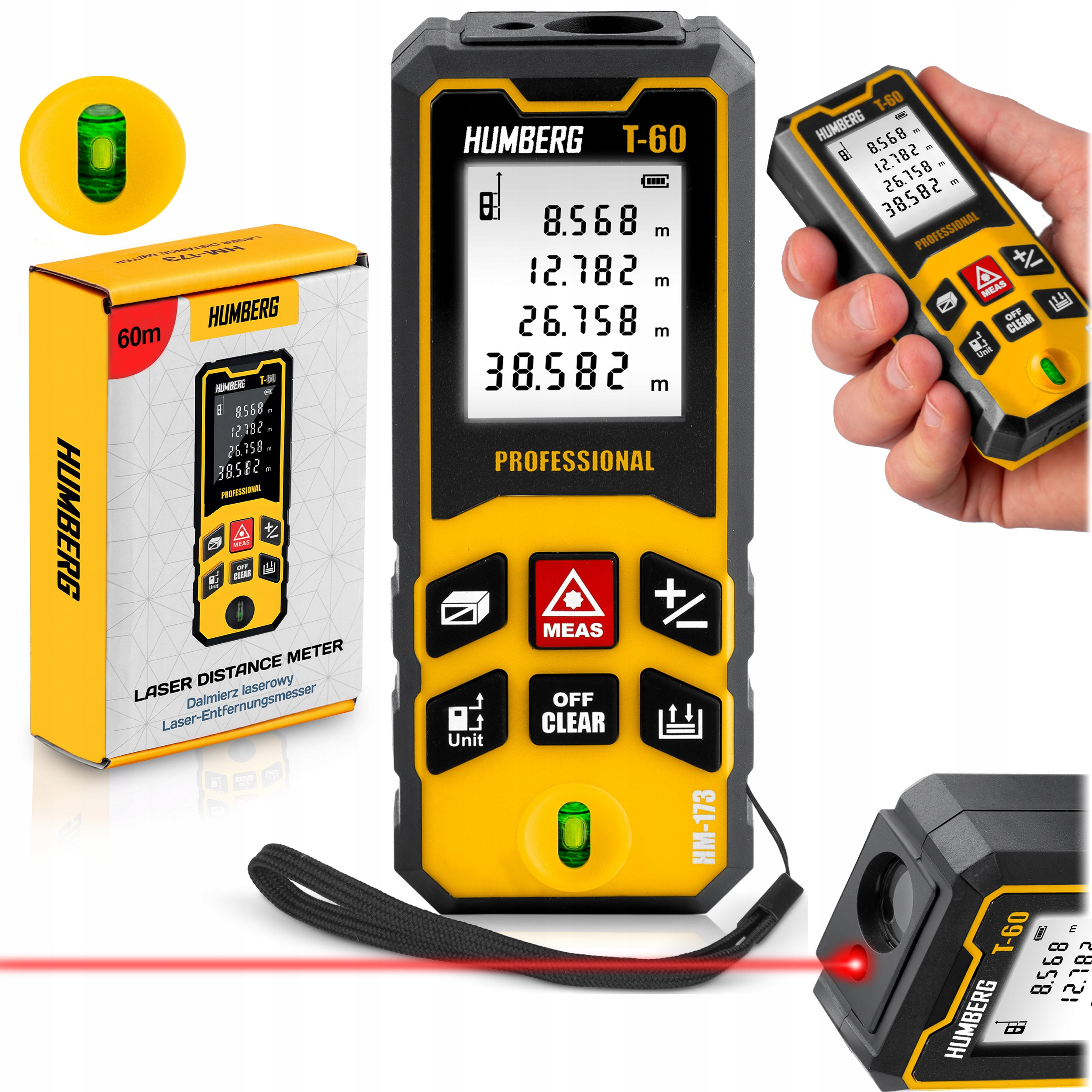 Dalmierz laserowy 60 m Humberg HM-173 – Precyzyjne pomiary w Twoim domu i ogrodzie