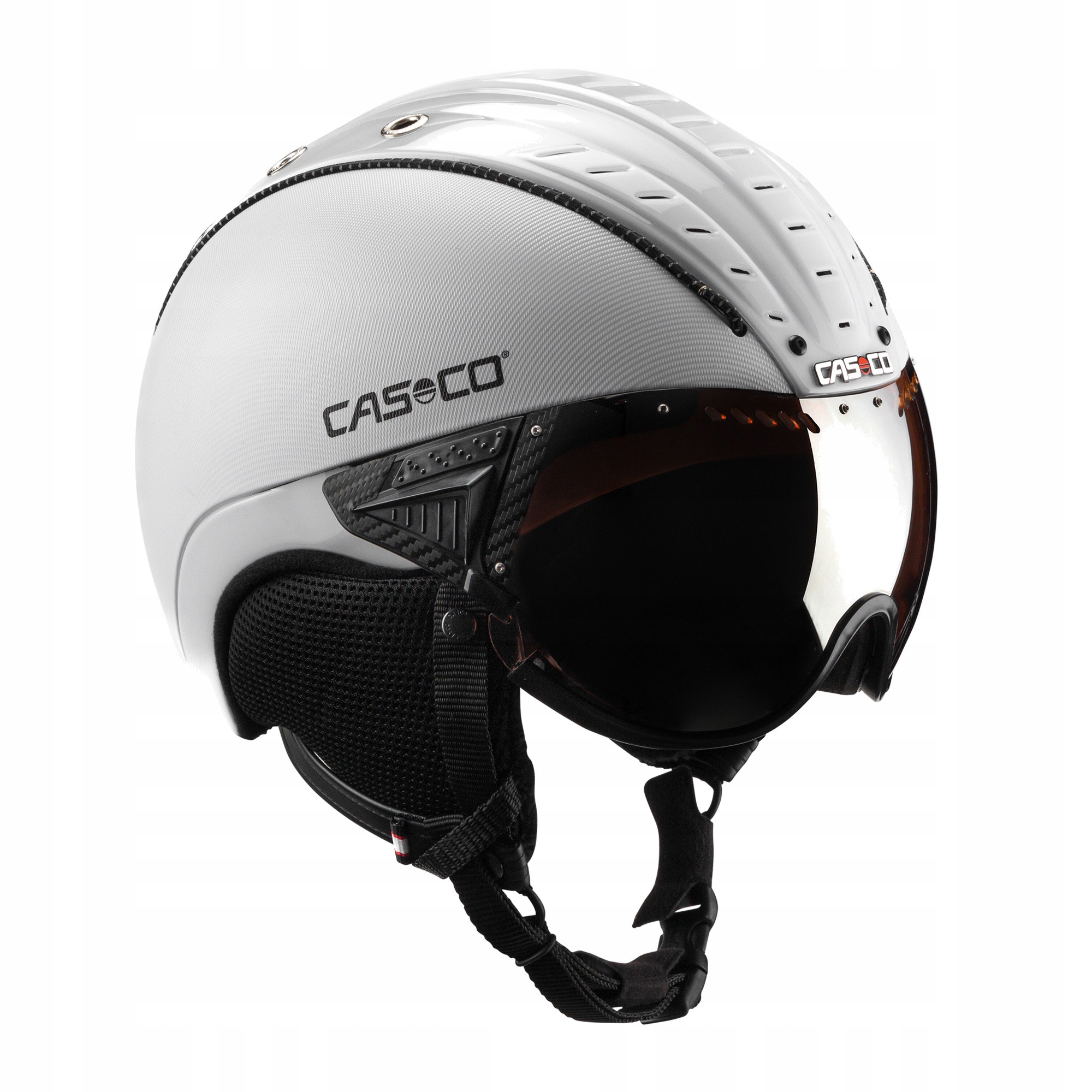 Kask narciarski CASCO SP-2 Carbonic Visor biały 55-57 cm (M) – Ochrona i komfort na stoku