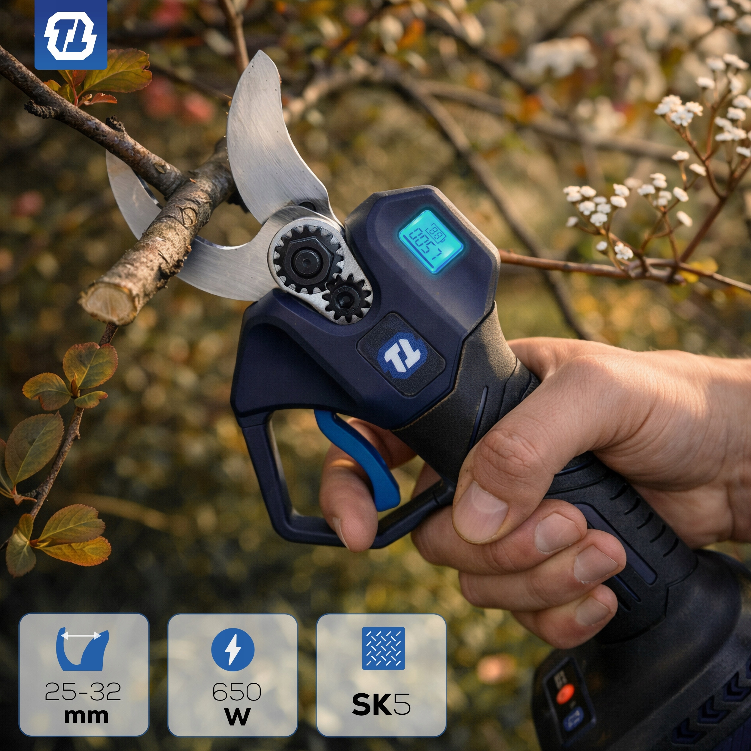 Sekator akumulatorowy elektryczny do gałęzi nożyce ogrodowy 650 W TechTool – Wydajność i komfort w ogrodzie