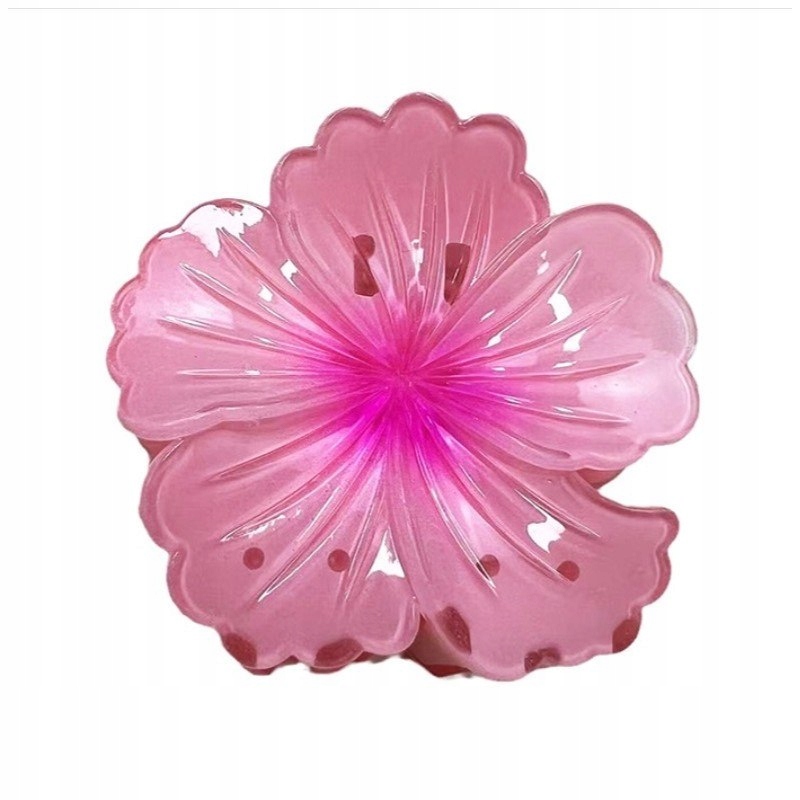 Spinka do włosów klamra XL kwiat HIBISKUS OMBRE róż – Stylowy dodatek do każdej fryzury
