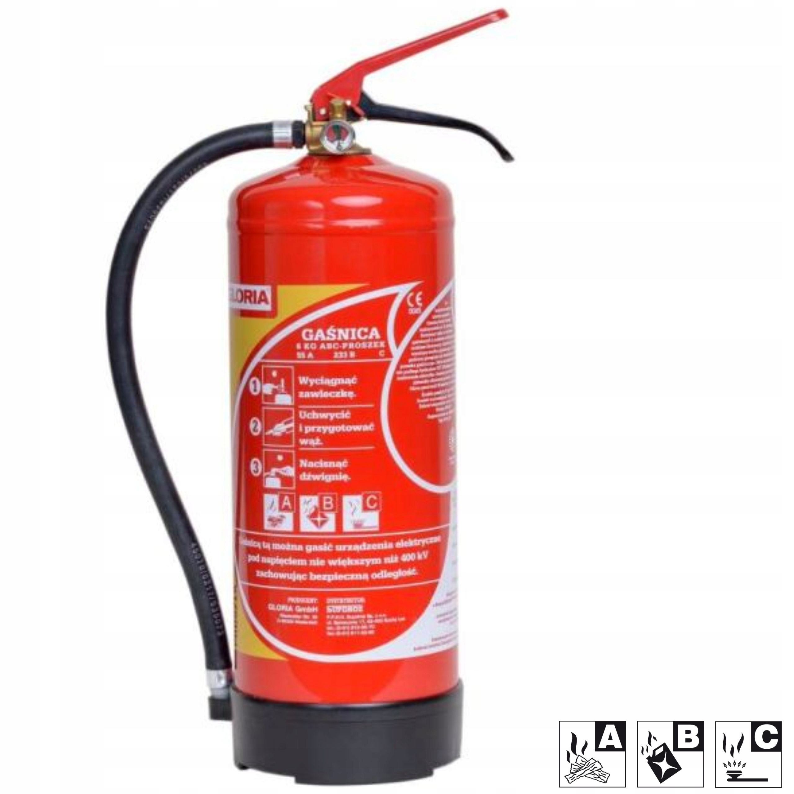 Parametry techniczne gaśnicy proszkowej 6 kg