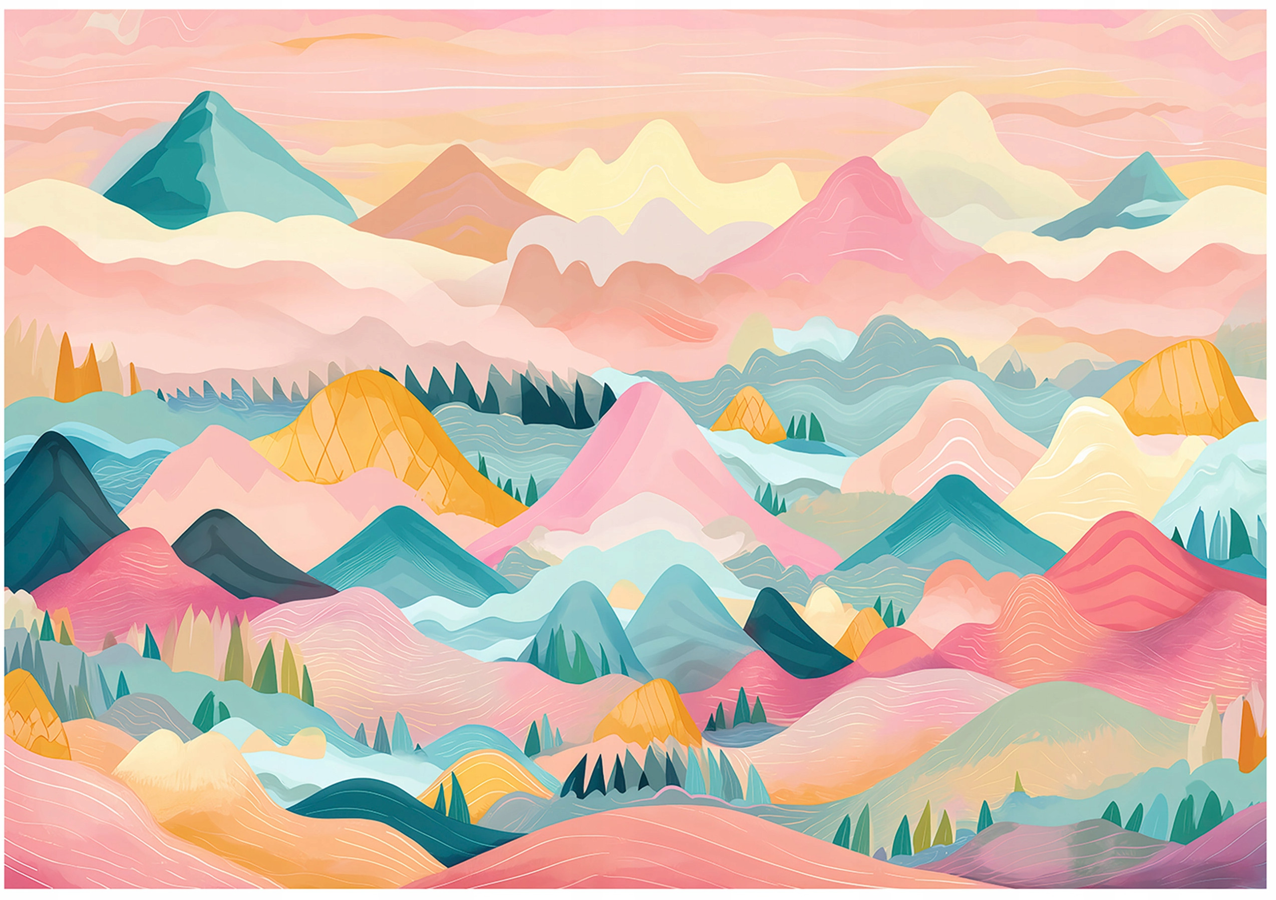 Fototapeta Winylowa Góry Chmury Dla Dzieci 416x254 – Idealna dekoracja do pokoju dziecięcego