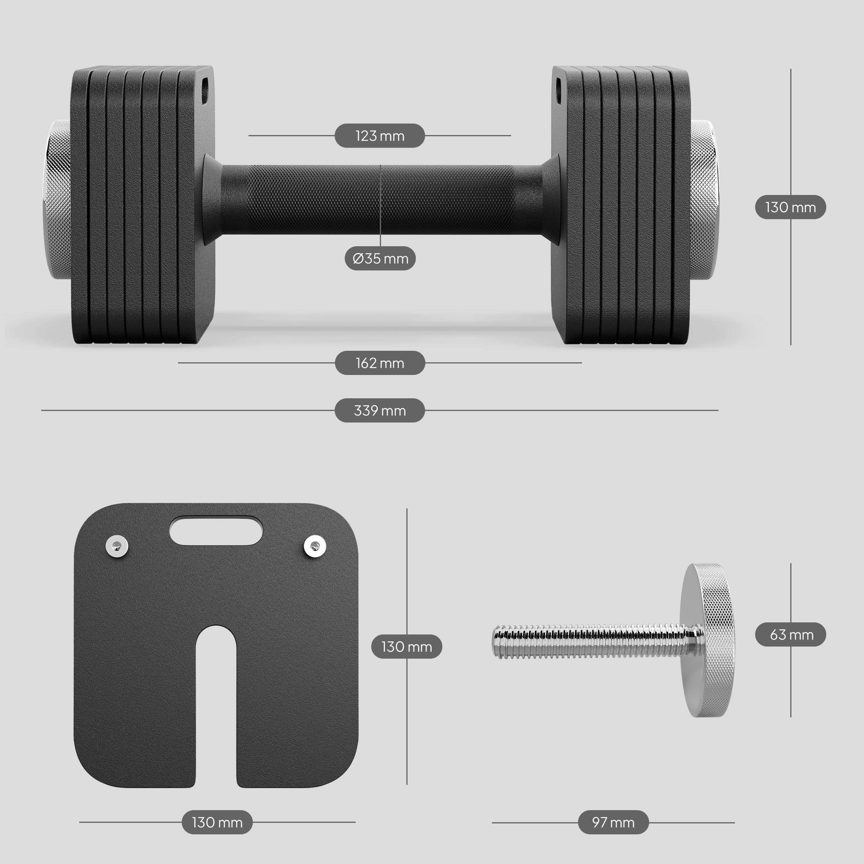 Hantle regulowane ZIPRO SQR 16 kg