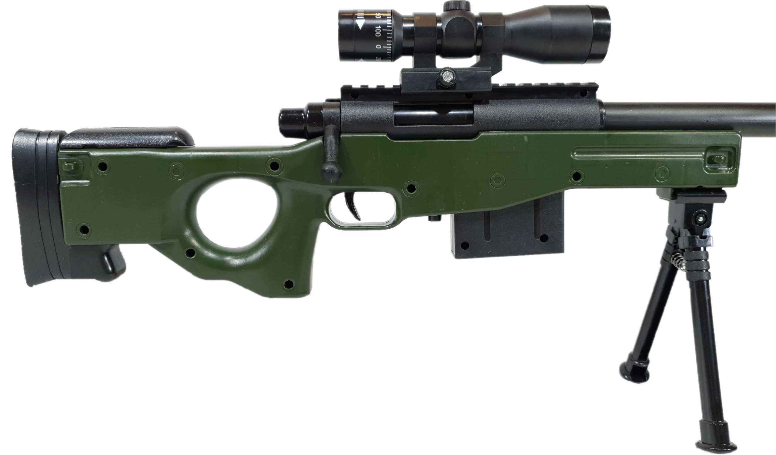 AWP Snajperka Karabin Wyborowy Na Kulki Air Soft Gun z Powiększającą Cel Lunetą TOMDORIX