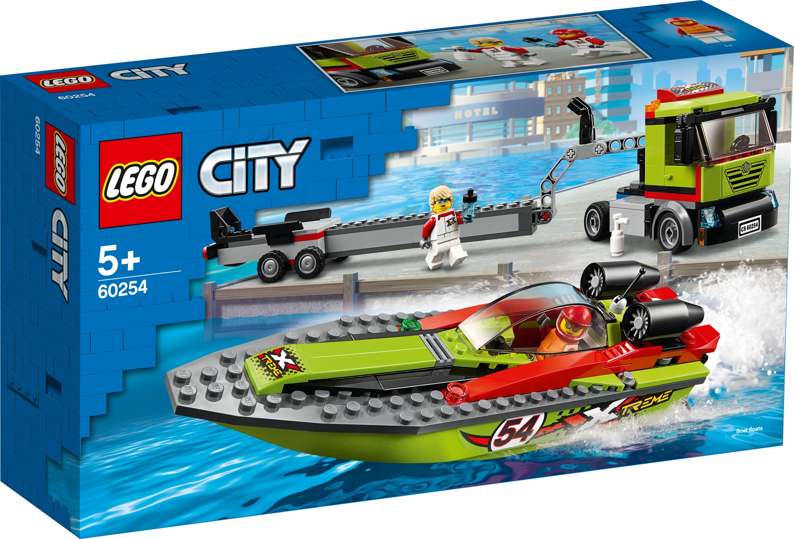 LEGO City Transporter łodzi wyścigowej (60254) – Przygoda na wodzie dla dzieci
