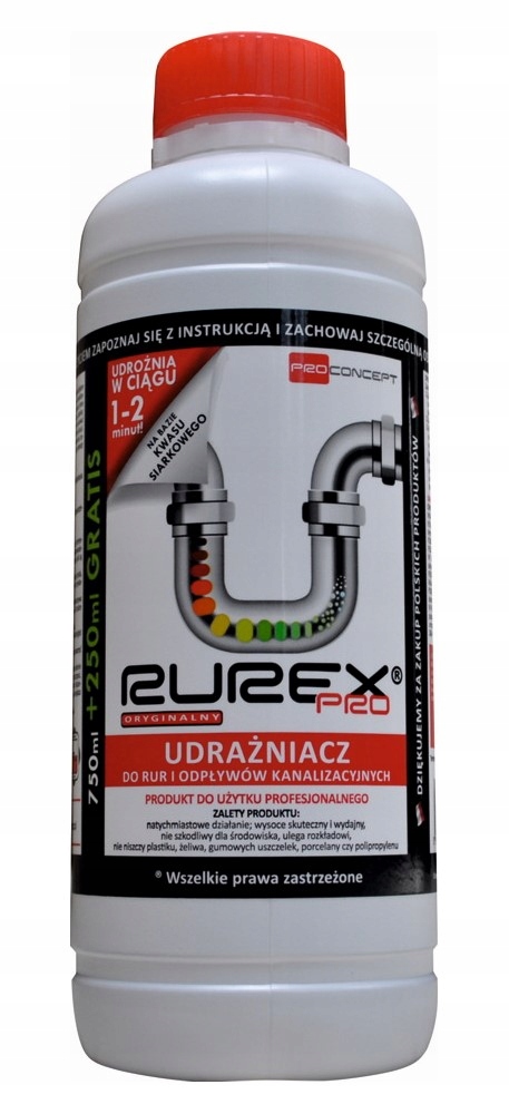 RUREX PRO 1L – Udrażniacz do rur i odpływów kanalizacyjnych