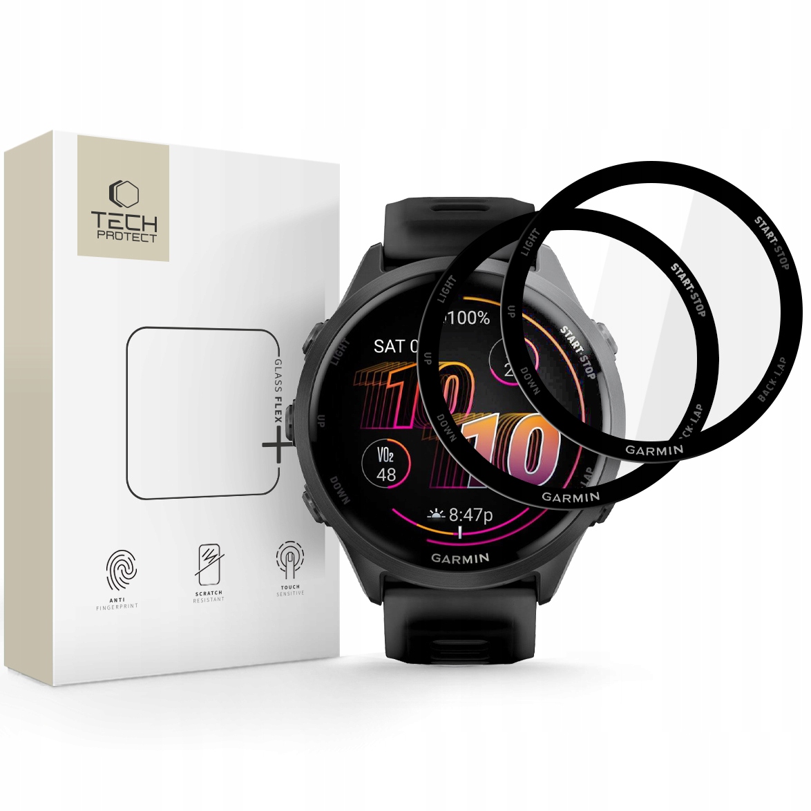 Szkło hybrydowe Tech-Protect Glass Flex+ 2-Pack Garmin Forerunner 970 / 570 (47 mm) – Maksymalna ochrona ekranu