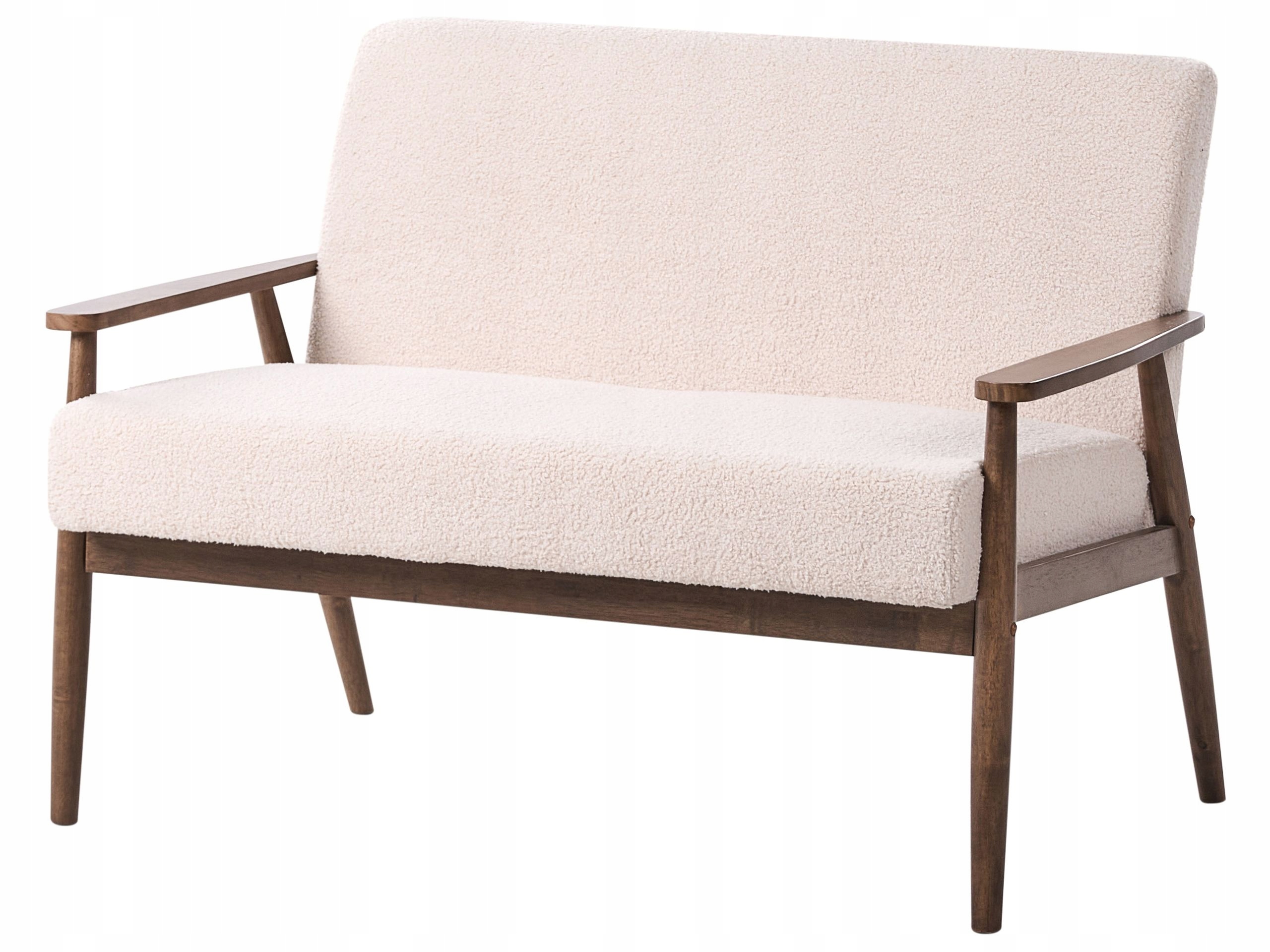 Sofa dla 2 osób ESRUM Boucle Ciemny brąz/ beżowy – Styl i komfort w Twoim wnętrzu