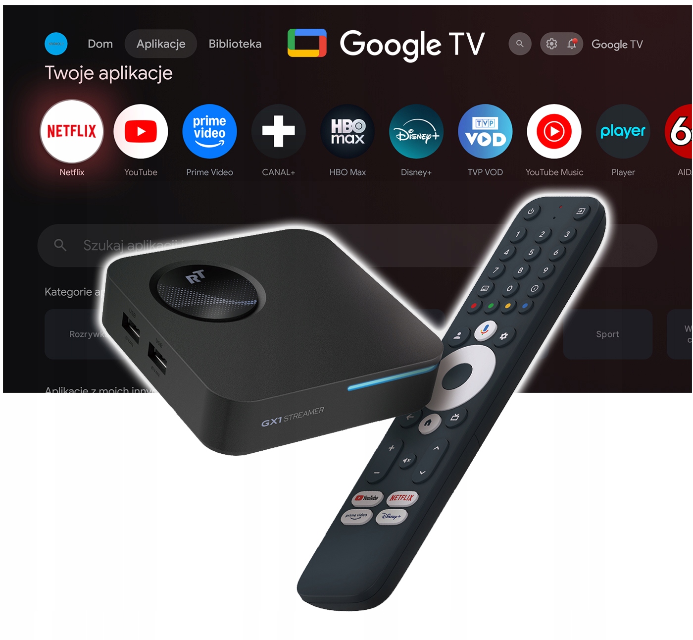 Wbudowany Chromecast i funkcje wyszukiwania głosowego