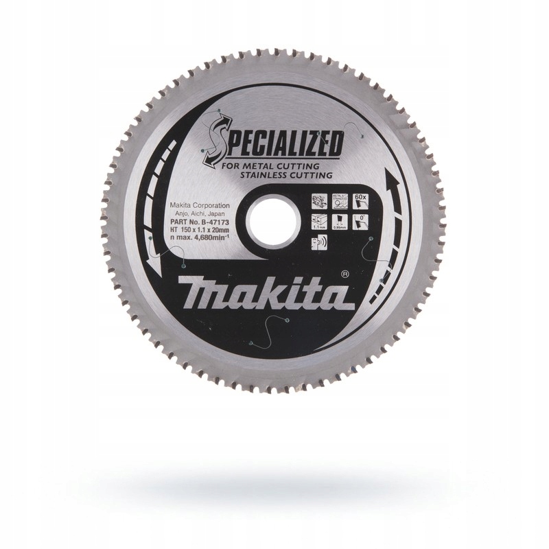 Makita PIŁA TARCZOWA 150x20x60z METAL / STAL NIERDZEWNA (DCS551/DCS53) – Wydajność i precyzja w każdym cięciu
