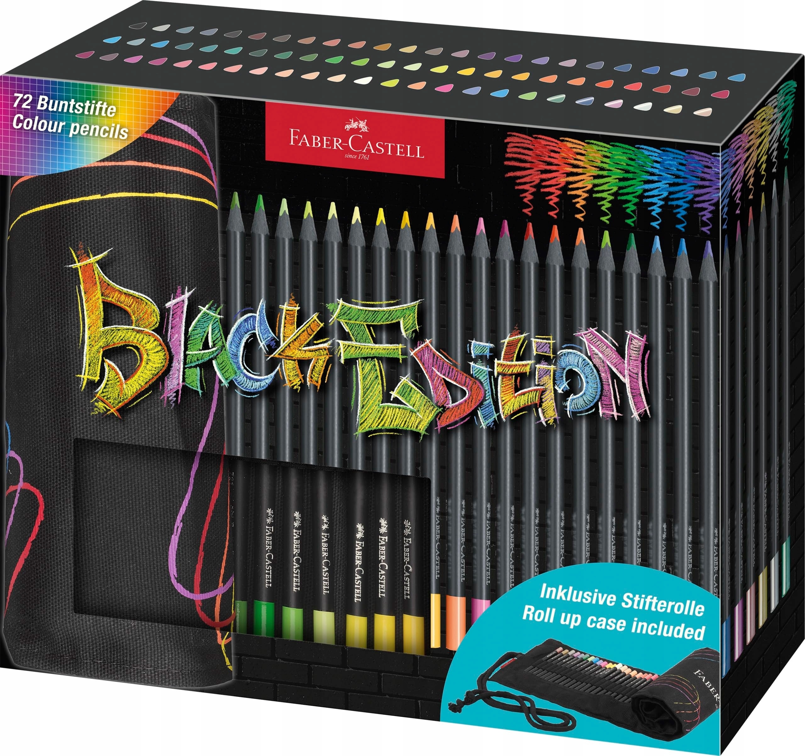 Kredki trójkątne Black Edition piórnik rolow 72szt – Kreatywność w Twoich rękach