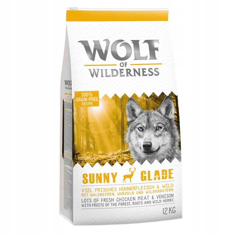 Sucha karma Wolf of Wilderness Adult Sunny Glade, jeleń 12 kg – Naturalne odżywienie dla psów