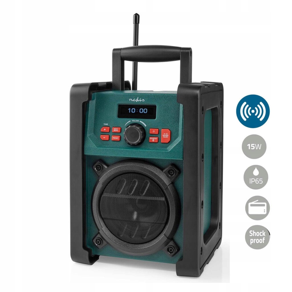 Nedis RDDB3100GN – Przenośne radio analogowe i cyfrowe w kolorze czarnym i zielonym