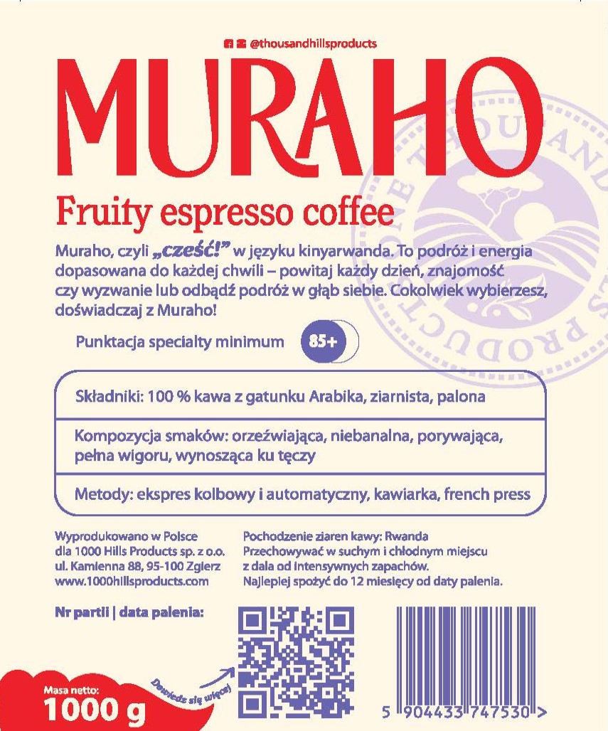 Skład i pochodzenie ziaren MURAHO Fruity Espresso