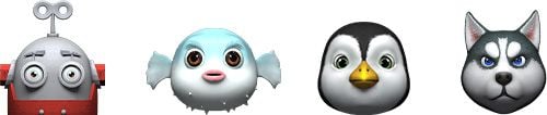 HUAWEI Mate 20 lite Qmoji robot, puffer, penguin, dog