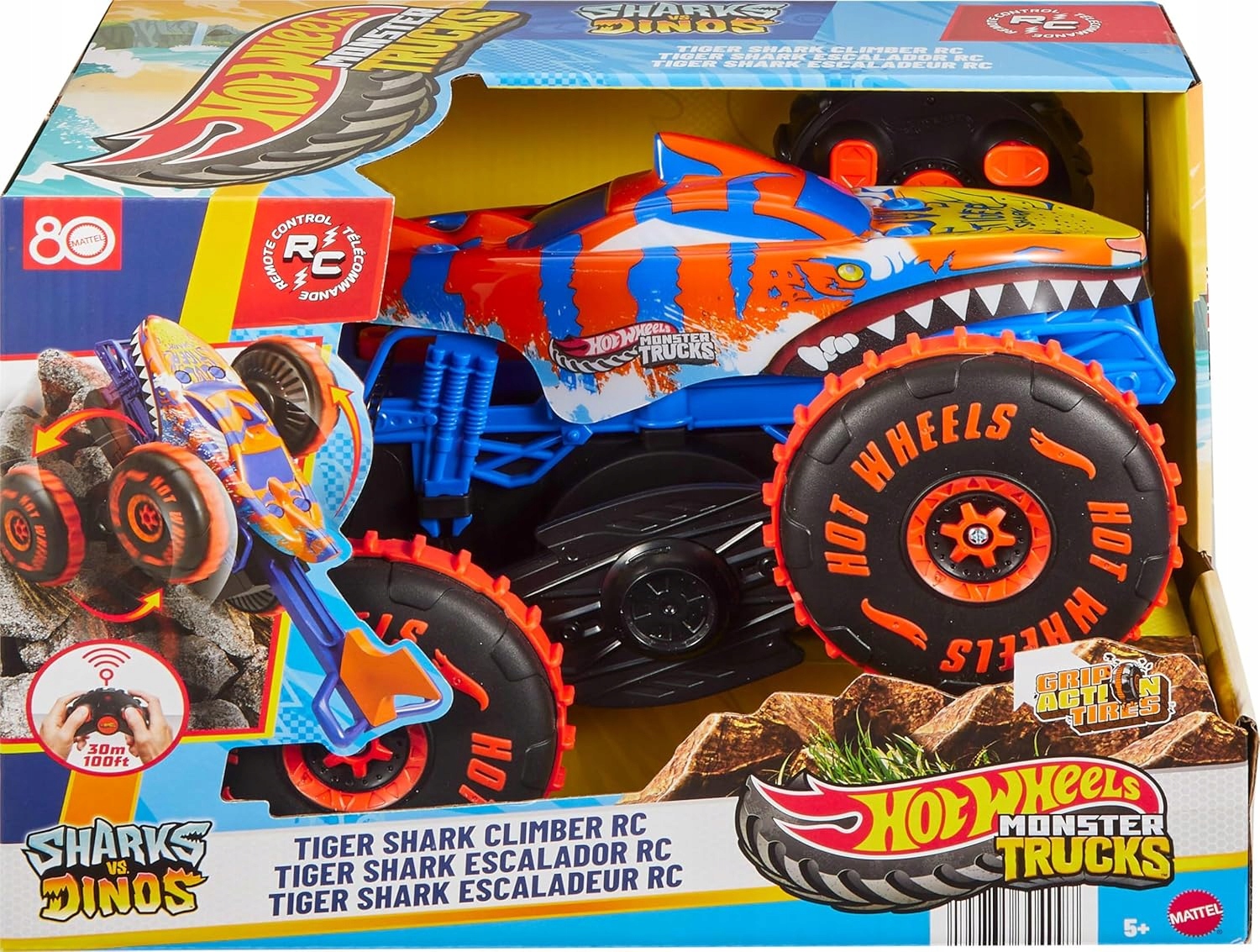 Hot Wheels Monster Trucks RC Tiger Shark Wspinacz 1:15 – Zdalnie sterowany pojazd do ekstremalnej zabawy