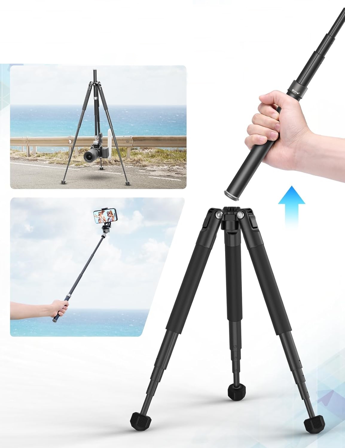 Wbudowany monopod teleskopowy do 87 cm – doskonały do selfie
