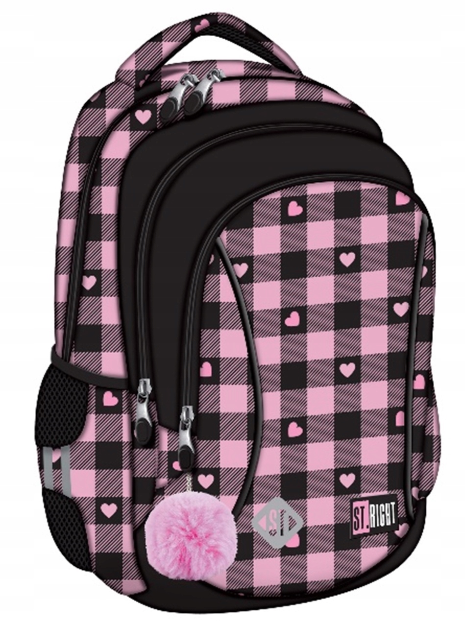 Plecak 26X39X12 1ZAM 4KIESZ STRIGHT PINK CHECKER – Idealny towarzysz dla Twojego dziecka