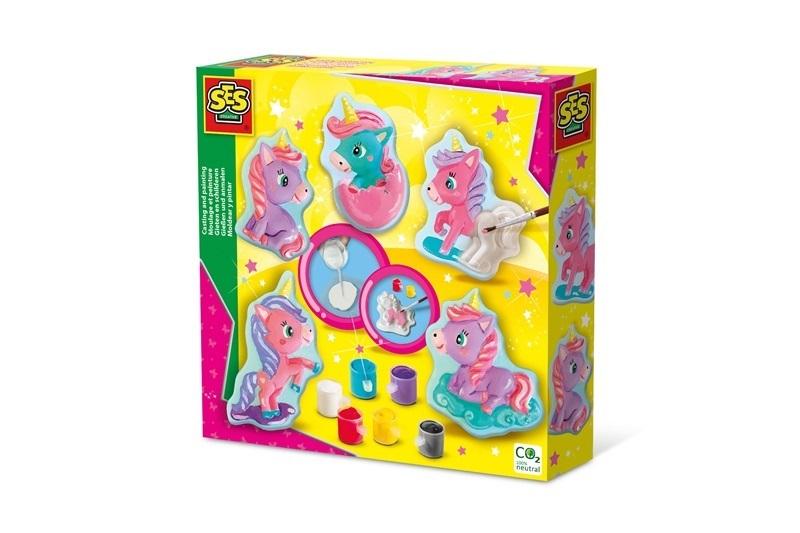 SES Creative Odlewy gips+farby Małe jednorożce – Kreatywna zabawa dla dzieci