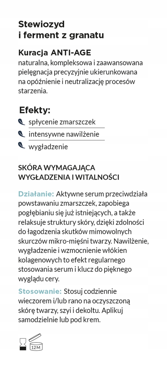 Kluczowe składniki: Fitopeptydy, Kwas hialuronowy i Bioferment z granatu