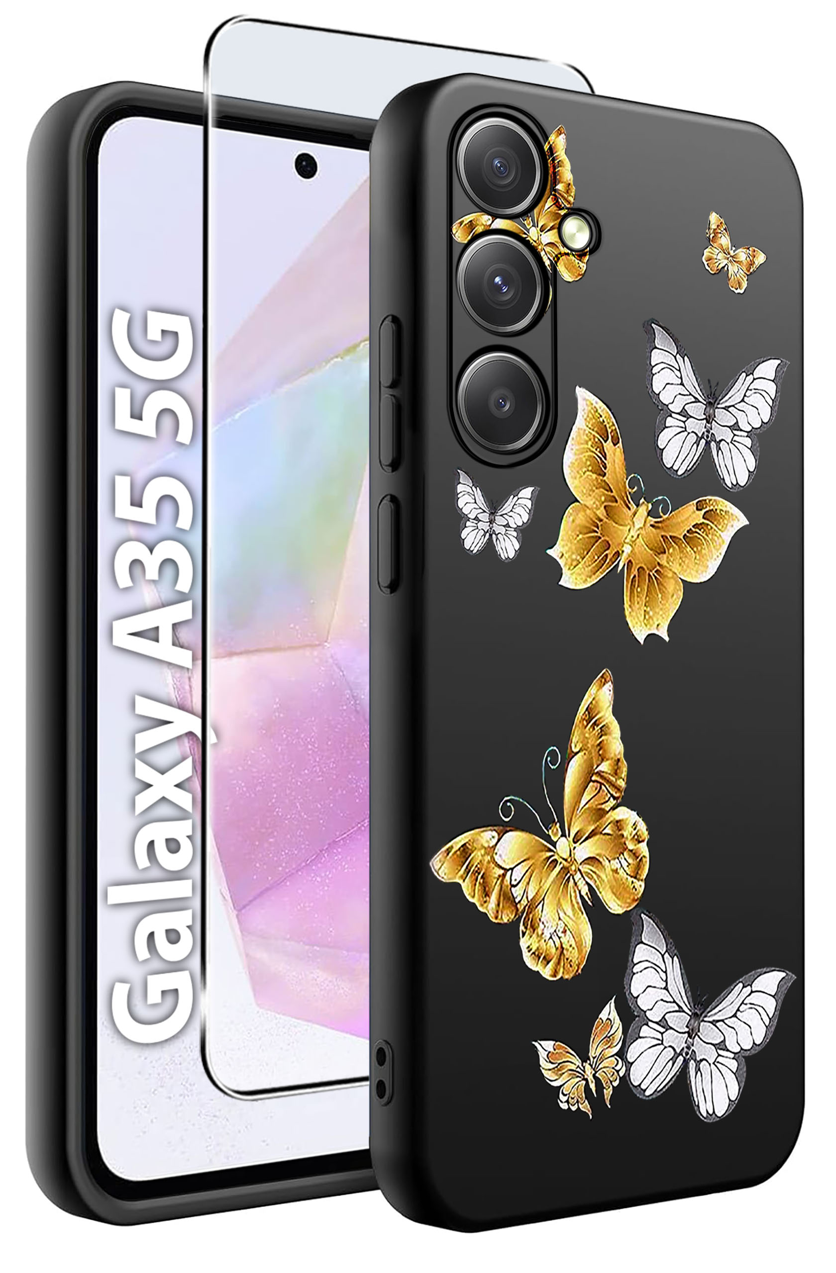 ETUI do Samsung A35 5G WZORY | SILIKONOWE MATT CASE + SZKŁO HARTOWANE 9H