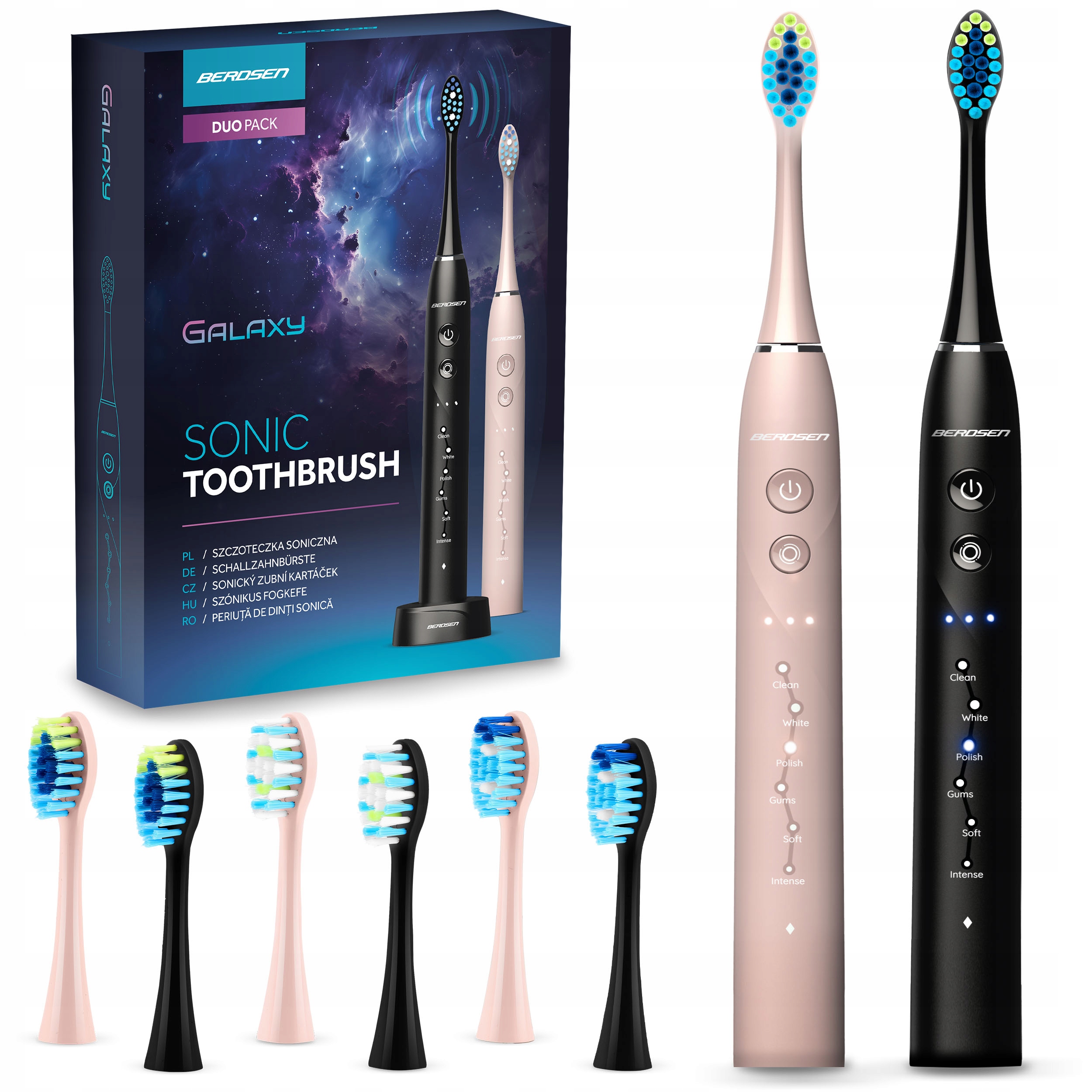 Szczoteczka soniczna do zębów zestaw 2 szt Berdsen Galaxy Duo – Twoja rewolucja w higienie jamy ustnej