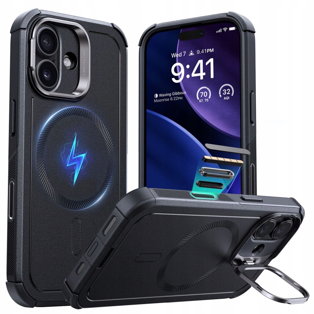 Etui ESR Cyber Kickstand MagSafe do Apple iPhone 17 Black – Ochrona i funkcjonalność w jednym