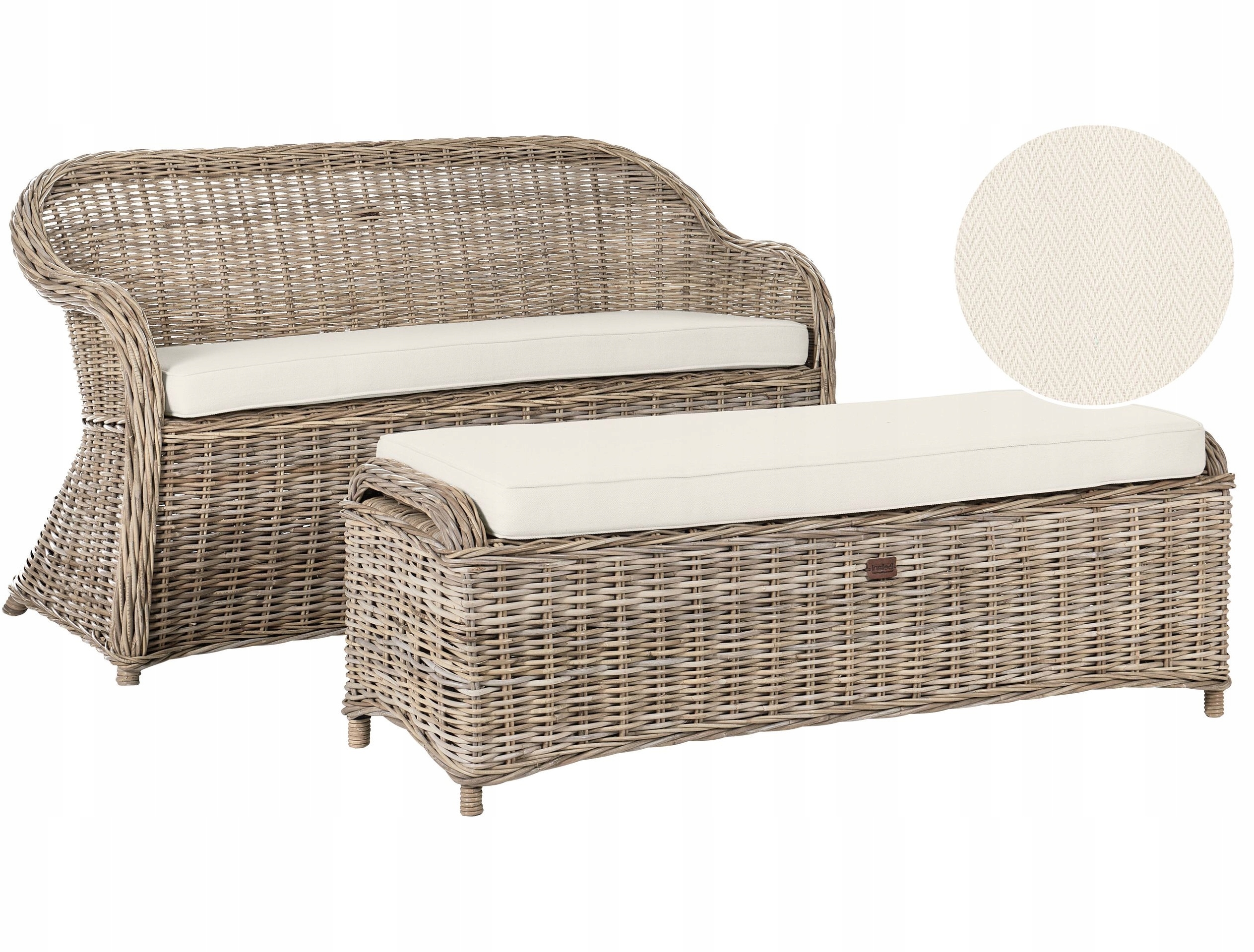 Sofa ogrodowa z otomaną dla 2 osób SUSUA – Idealny wybór do Twojego ogrodu