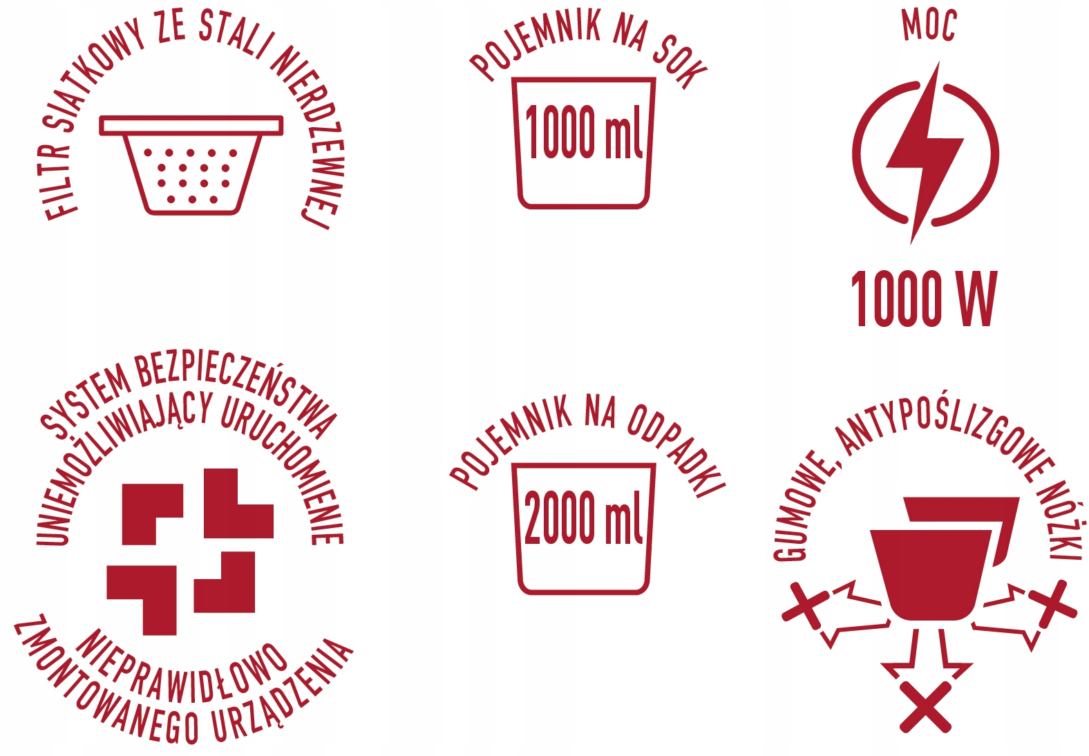 Wydajność i moc – 1000 W dla efektywnego wyciskania soków