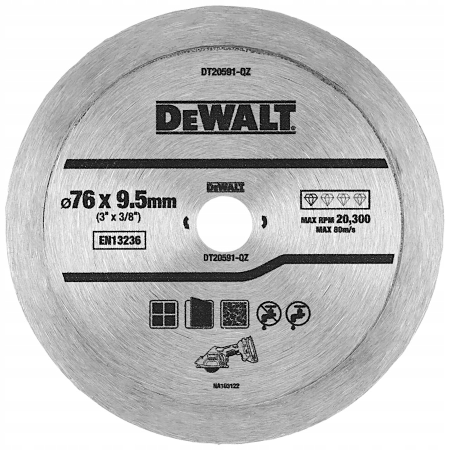 Tarcza diamentowa DeWalt 76x9.5 – Idealna do cięcia płytek ceramicznych