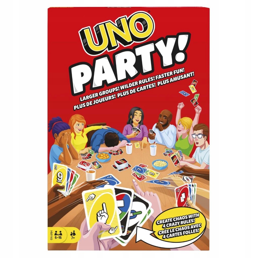 Mattel Games - UNO Party (HMY49) – Gra karciana dla większych grup