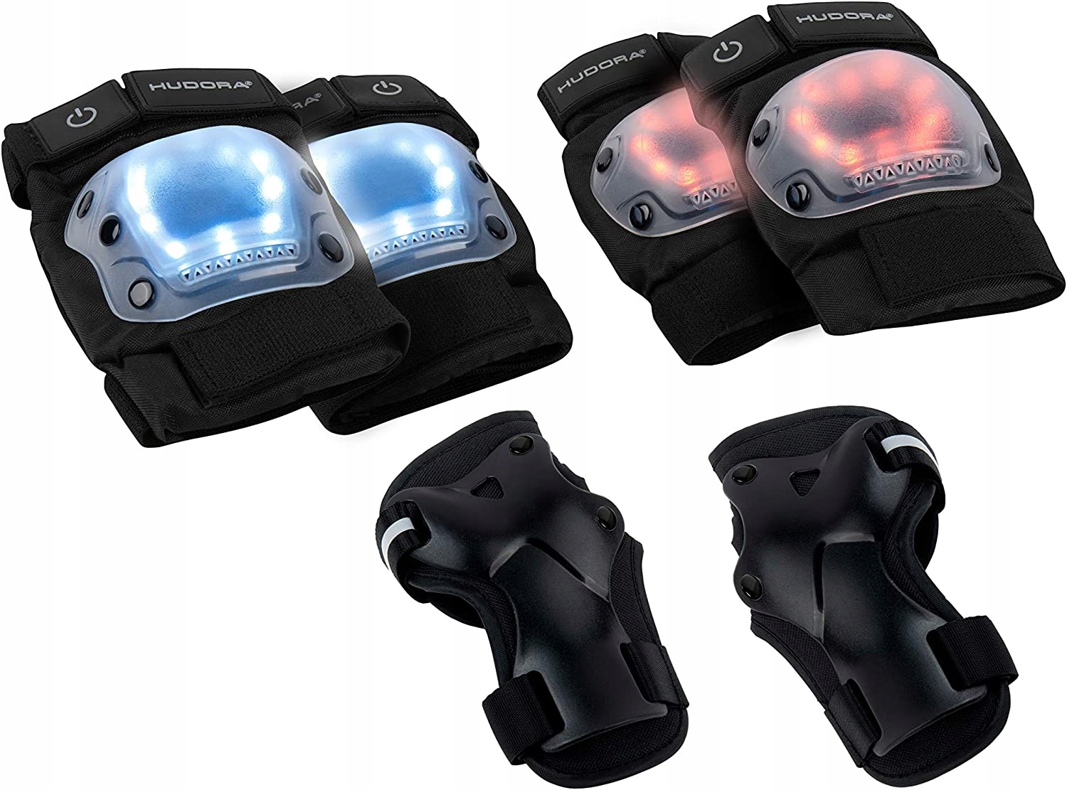 Hudora Ochraniacze LED zestaw r. S – Bezpieczeństwo i styl w jednym