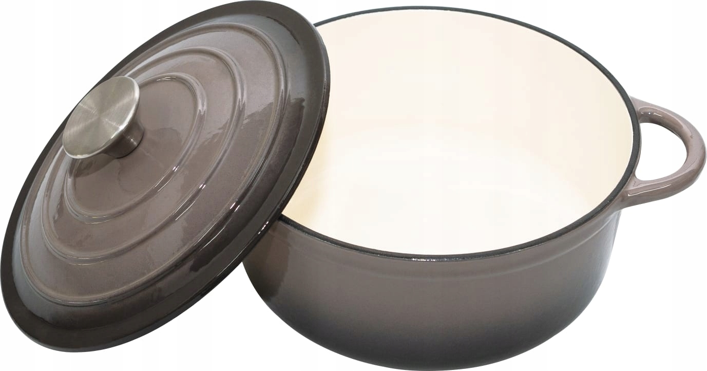 Garnek żeliwny emaliowany 24cm 4.2L Szary KRISBERG KS-7719 – Idealny do każdej kuchni