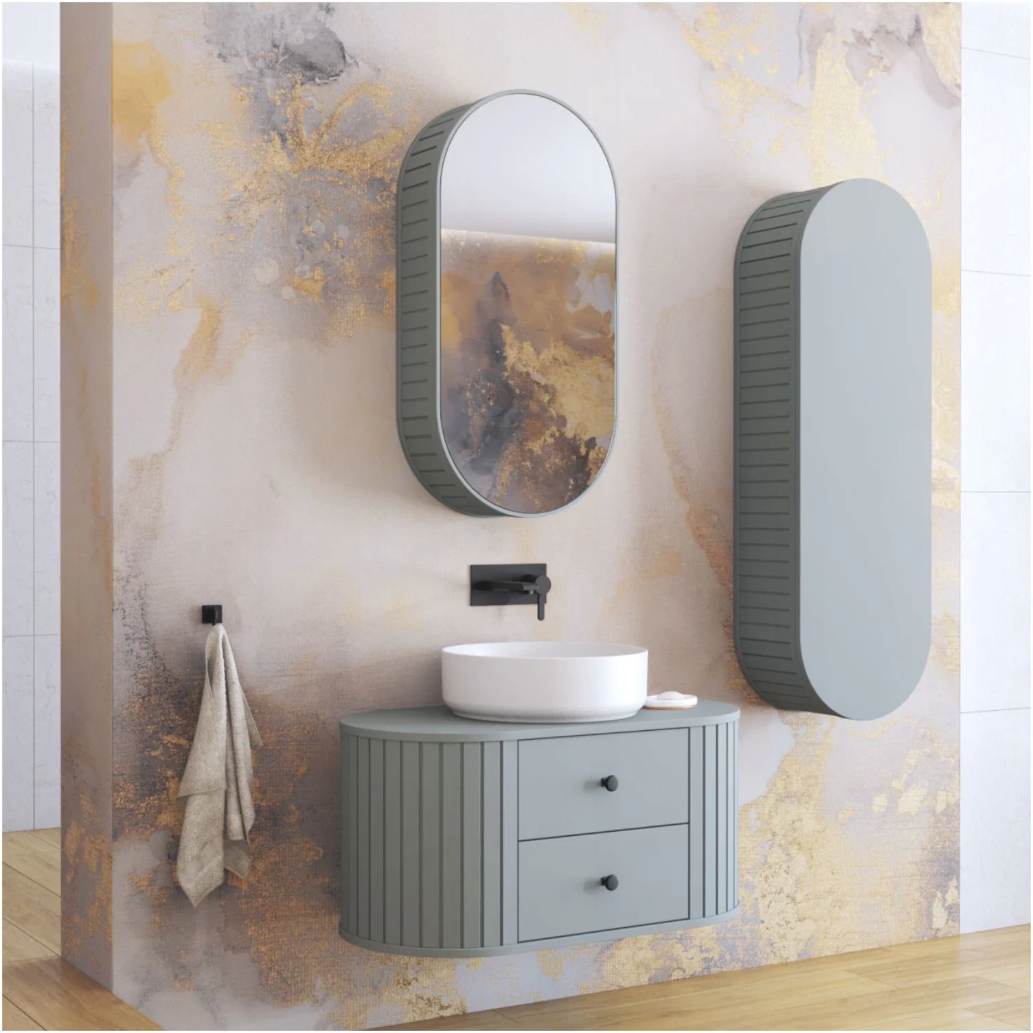 Szafka pod umywalkę VENEZIA FJORD 2S 95cm zielony mat HALMAR – Elegancja i funkcjonalność w Twojej łazience