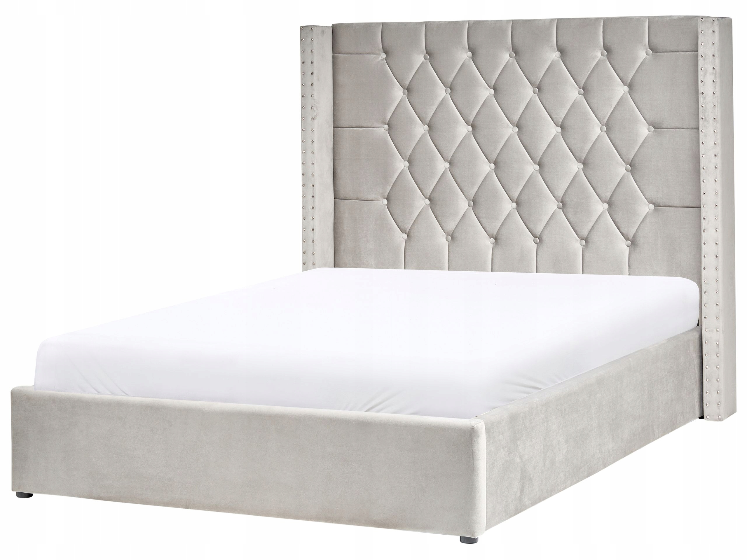 Łóżko z pojemnikiem welurowe 140 x 200 cm jasnoszare LUBBON – Komfort i elegancja w Twojej sypialni