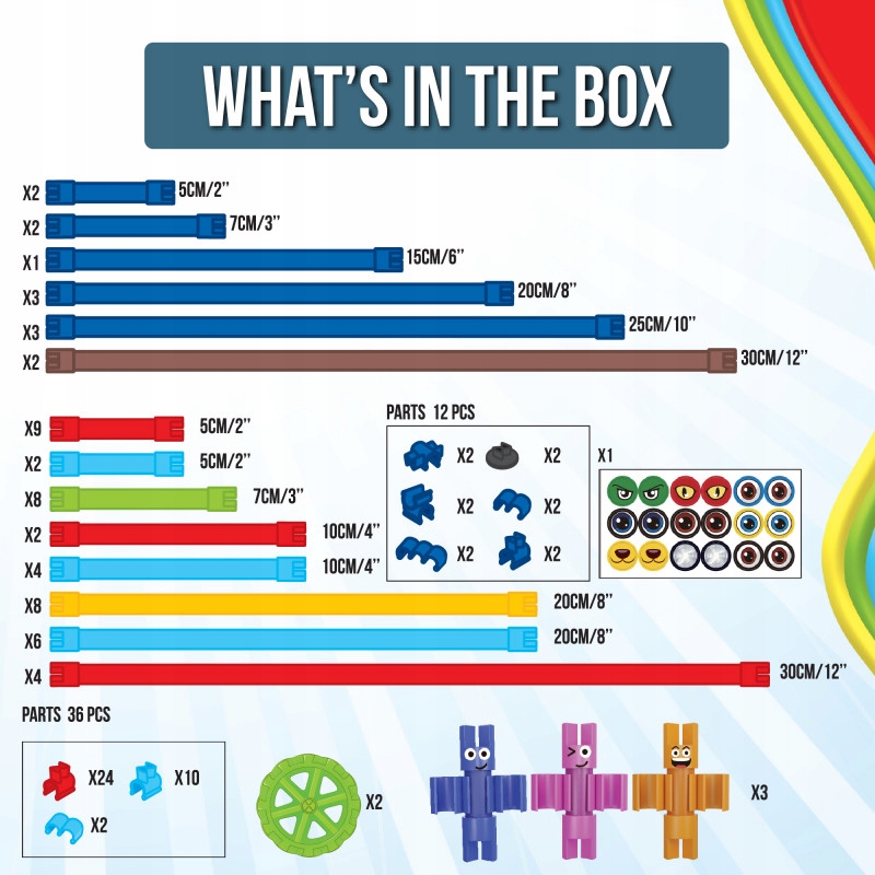 Zestaw zawierający 106 elementów do budowy