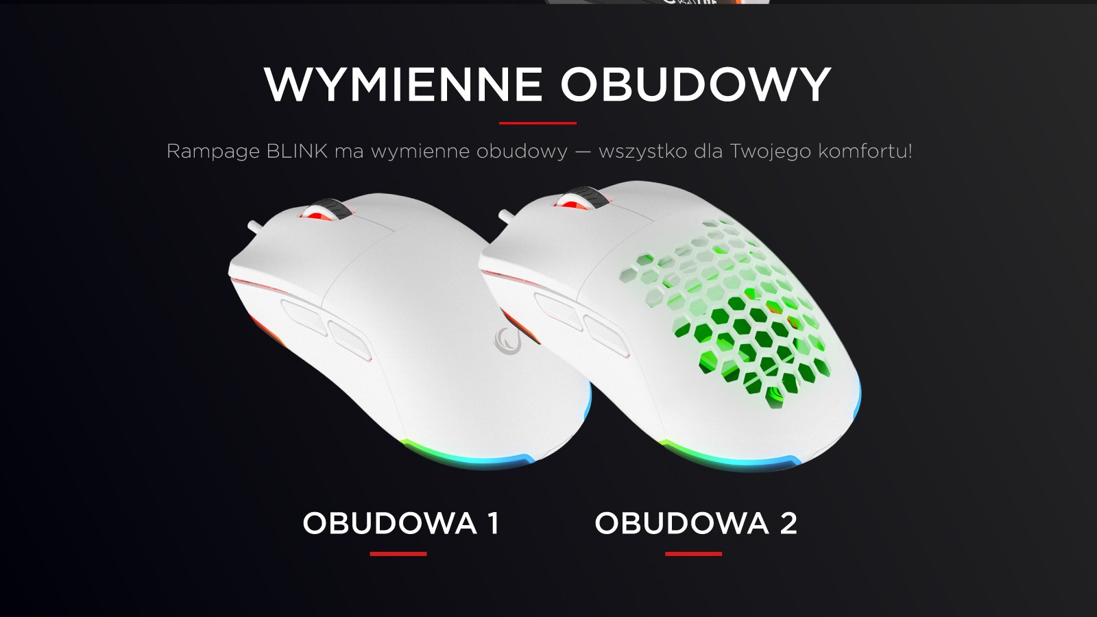 Myszka przewodowa biała wymienna obudowa