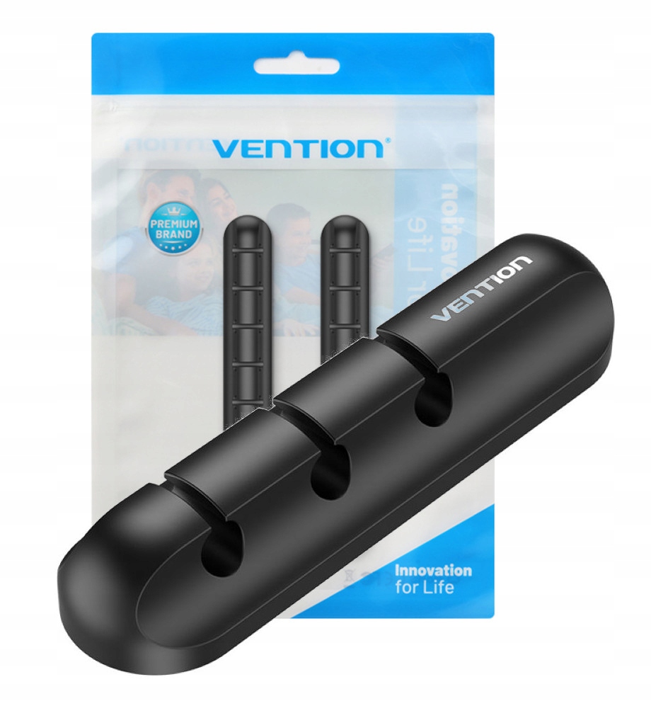 5-portowy organizator kabli 2 szt. czarny – Idealne rozwiązanie dla porządku w kablach