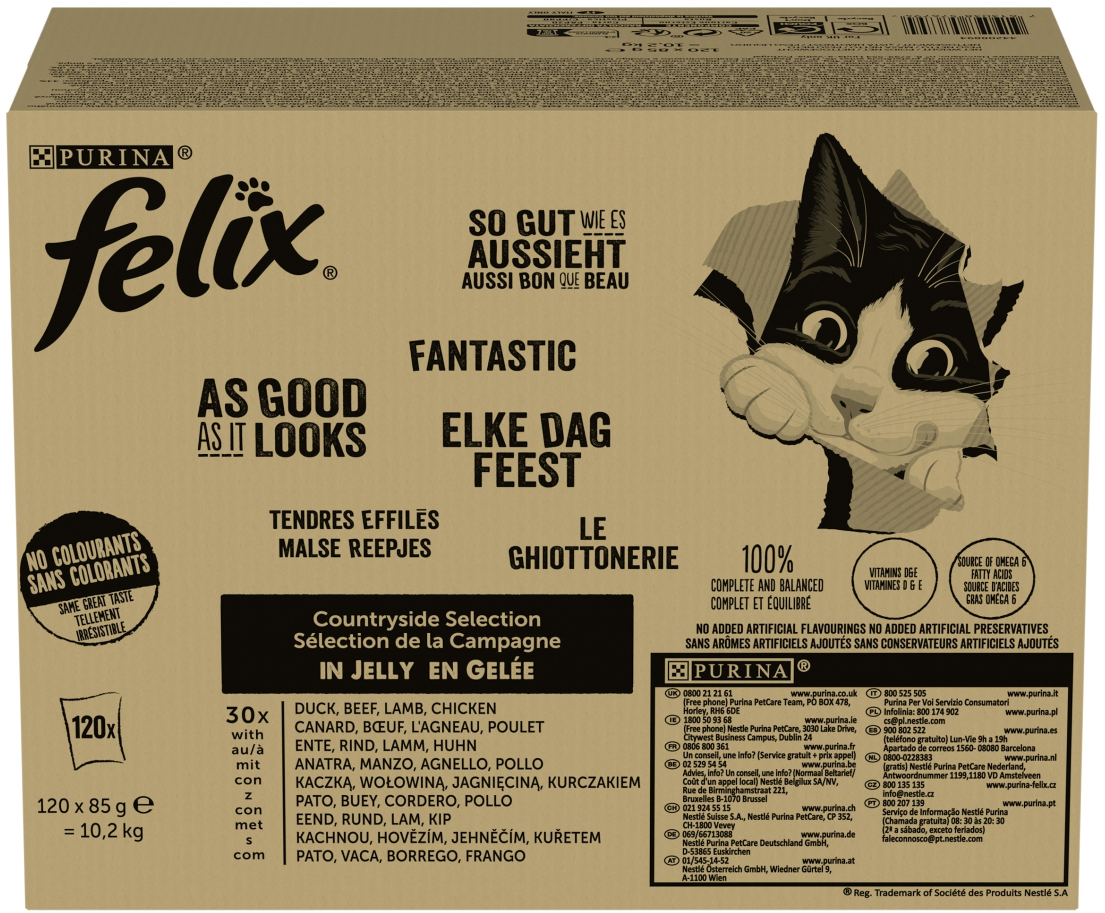 PURINA FELIX FANTASTIC Mix Wiejskie smaki 120x85g – Pyszna karma dla kotów