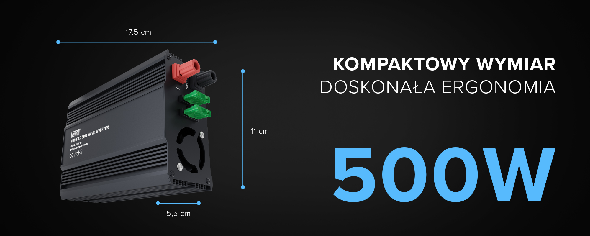 Przetwornica napięcia Newell z modyfikowaną sinusoidą - 12 V _ 230 V, 500 W