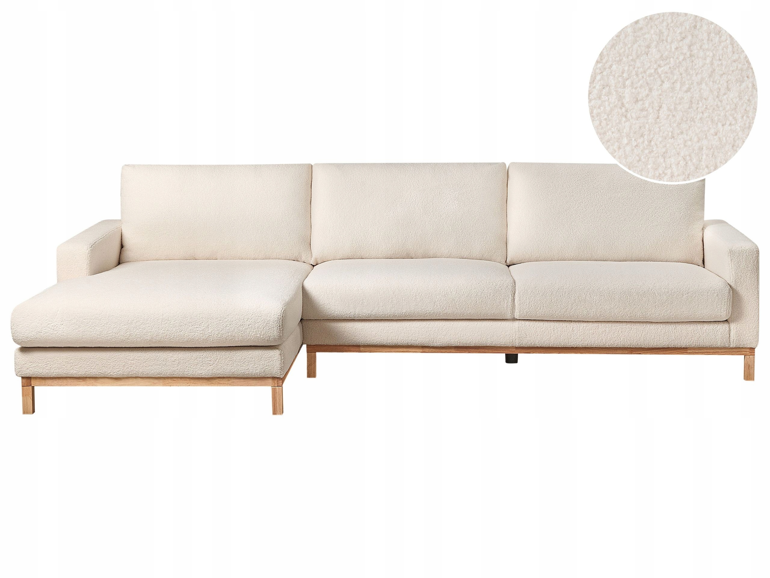 Narożnik prawostronny boucle biały SIGGARD Lumarko – Elegancja i komfort w Twoim salonie