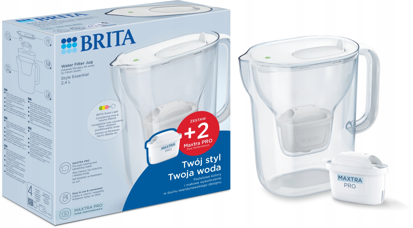 Dzbanek filtrujący Brita Style Essential 2,4 l – Komfort i zdrowie w Twoim domu