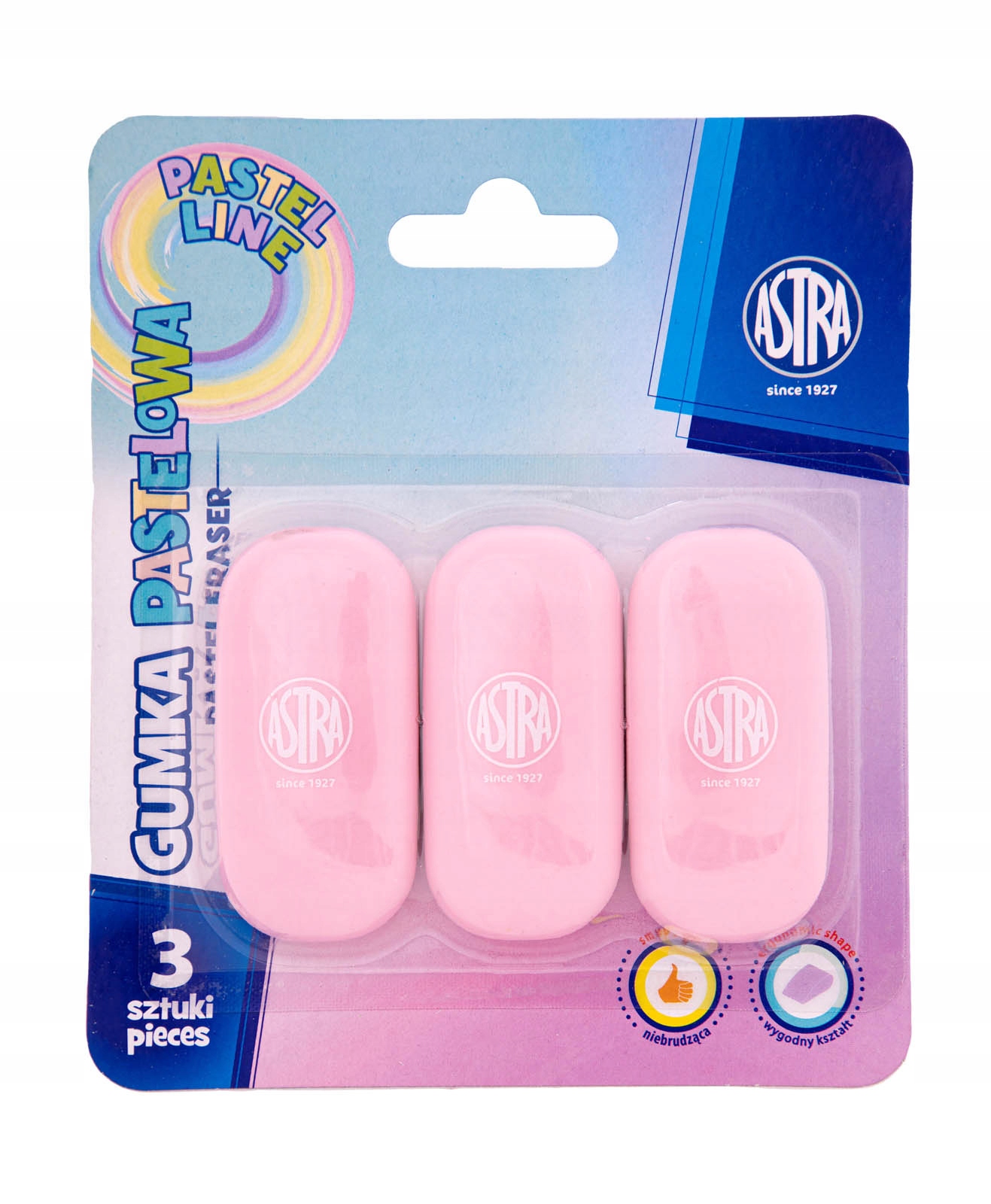 Gumka owalna Pastel Line 3szt ASTRA – Idealne do każdego piórnika