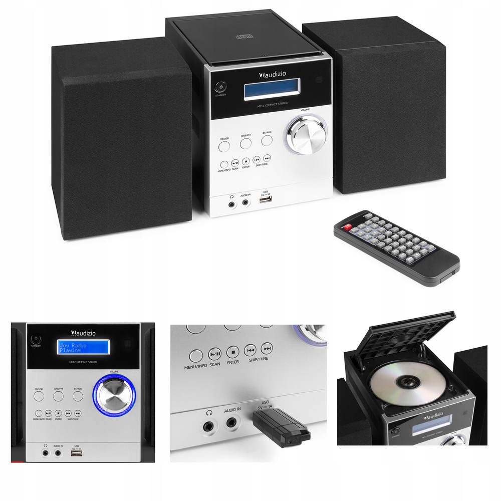 Mikrowieża Metz HiFi DAB FM CD BT Aluminium – Kompaktowy system audio do każdego wnętrza