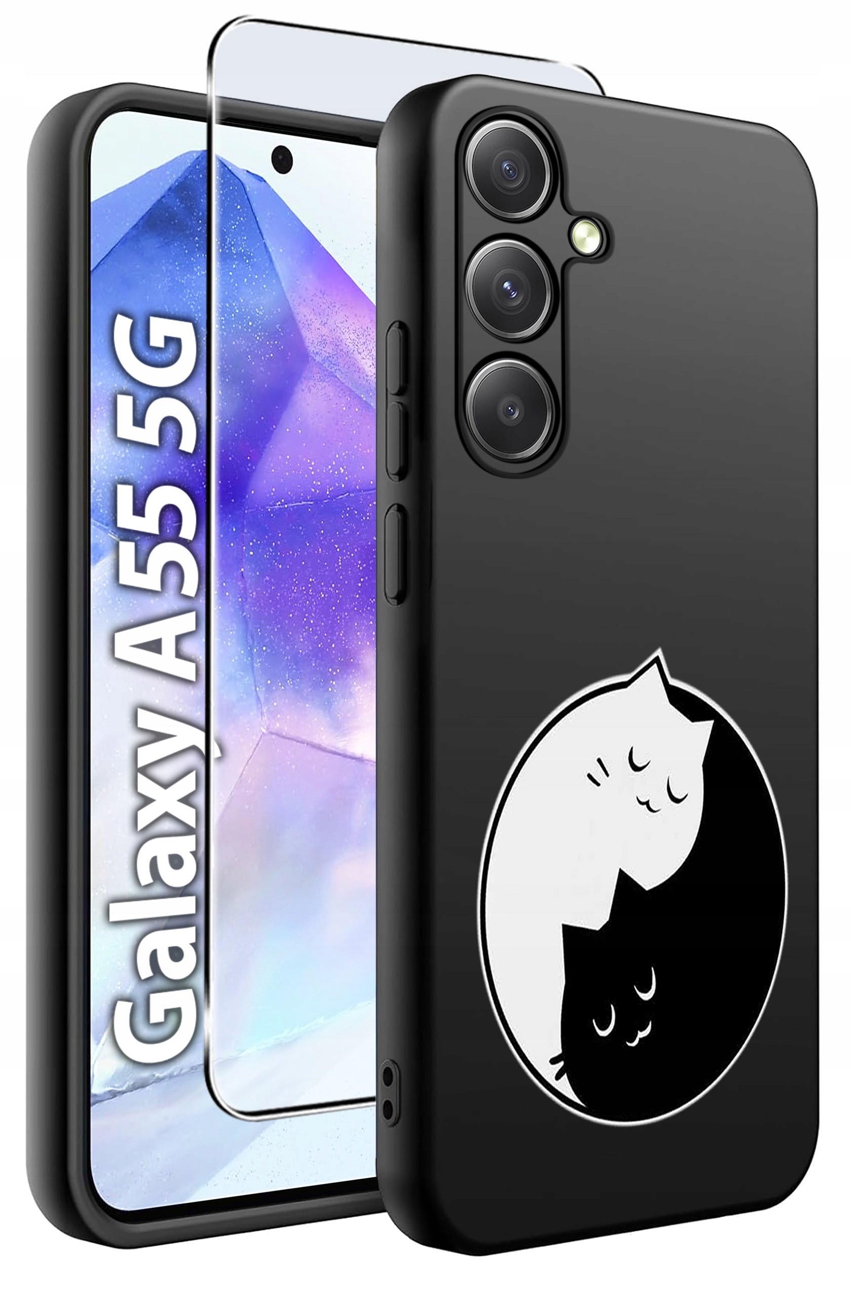 ETUI do Samsung A55 5G WZORY | SILIKONOWE MATT CASE + SZKŁO HARTOWANE 9H – Ochrona i styl w jednym