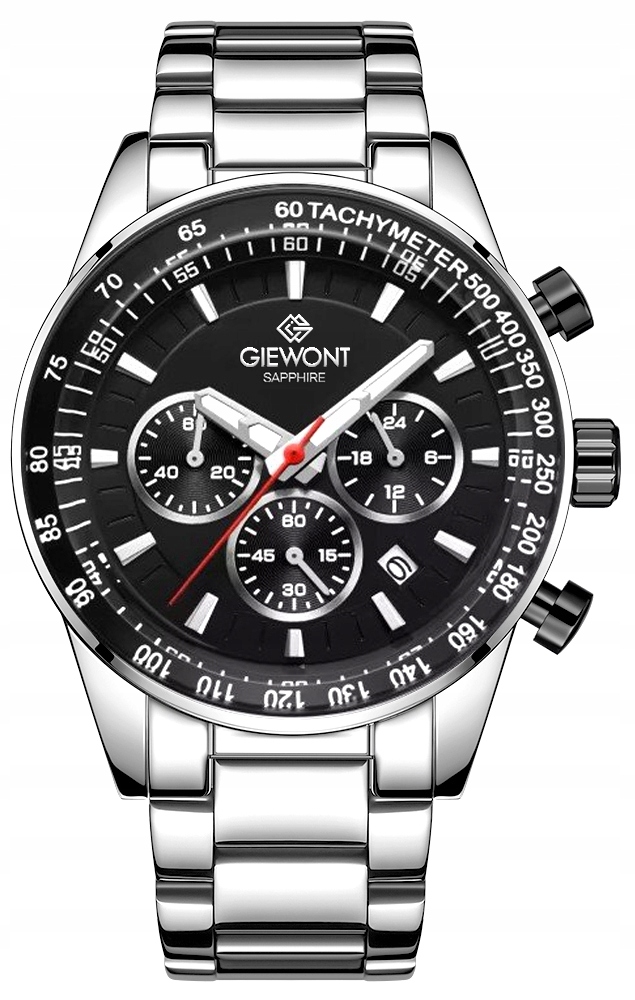 Zegarek Męski Giewont Chronograph Sapphire Srebrno Czarny GW9140-B1 – Elegancja i funkcjonalność w jednym