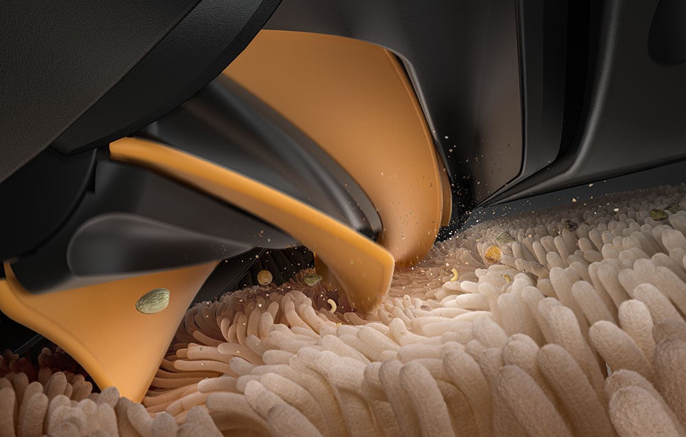 Zbliżenie na szczotkę główną robota sprzątającego Dreame D20