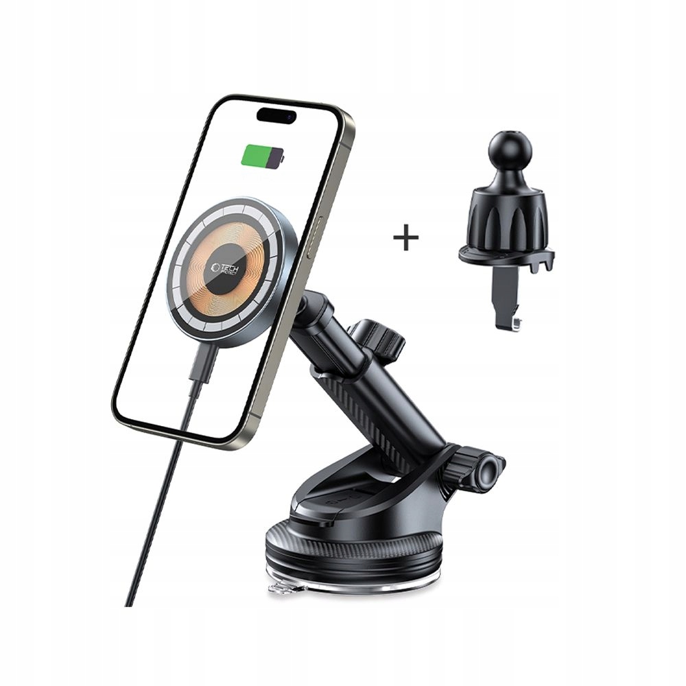 Designerski uchwyt samochodowy z funkcją ładowania bezprzewodowego