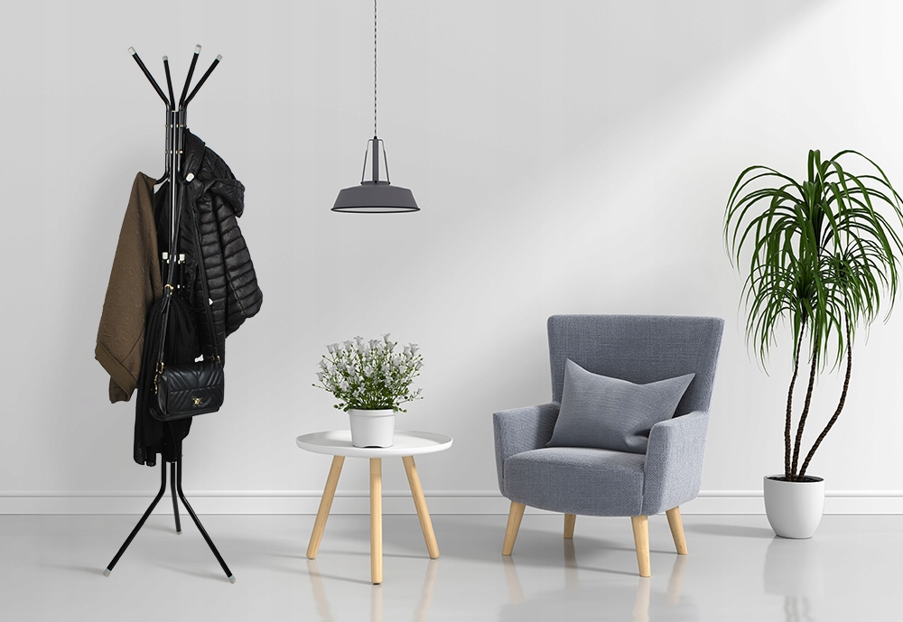 Wieszak Stojak Podłogowy na Ubrania Stojący Loft Stabilny Czarny – Idealne rozwiązanie do przechowywania odzieży