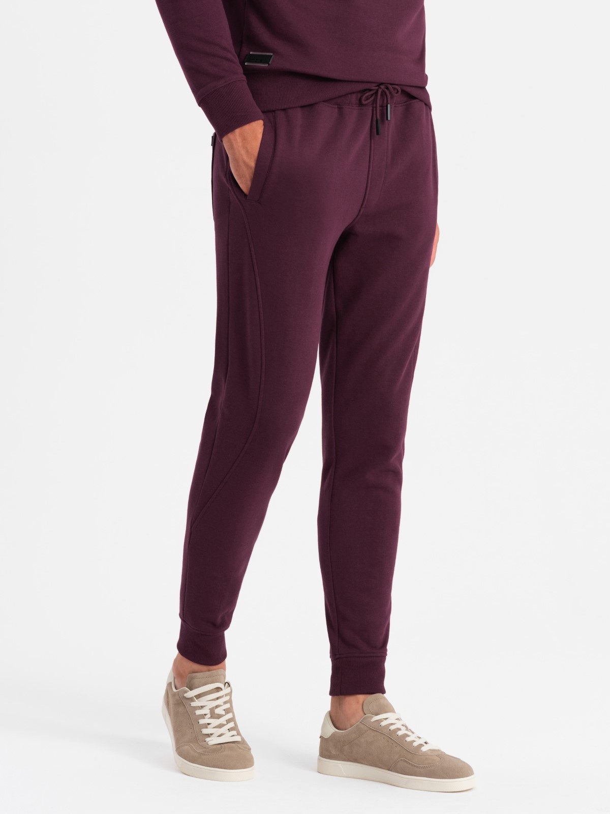 Ombre Dresowy bawełniany komplet męski BASIC bluza nierozpinana + joggery bordowy V3 Z84 XL – Komfort i styl na co dzień